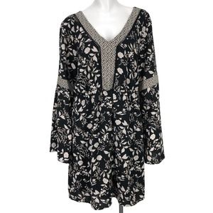 Maurices Womens Large Shift Dress Floral Boho Bohemian Bell Flare Sleeve L
